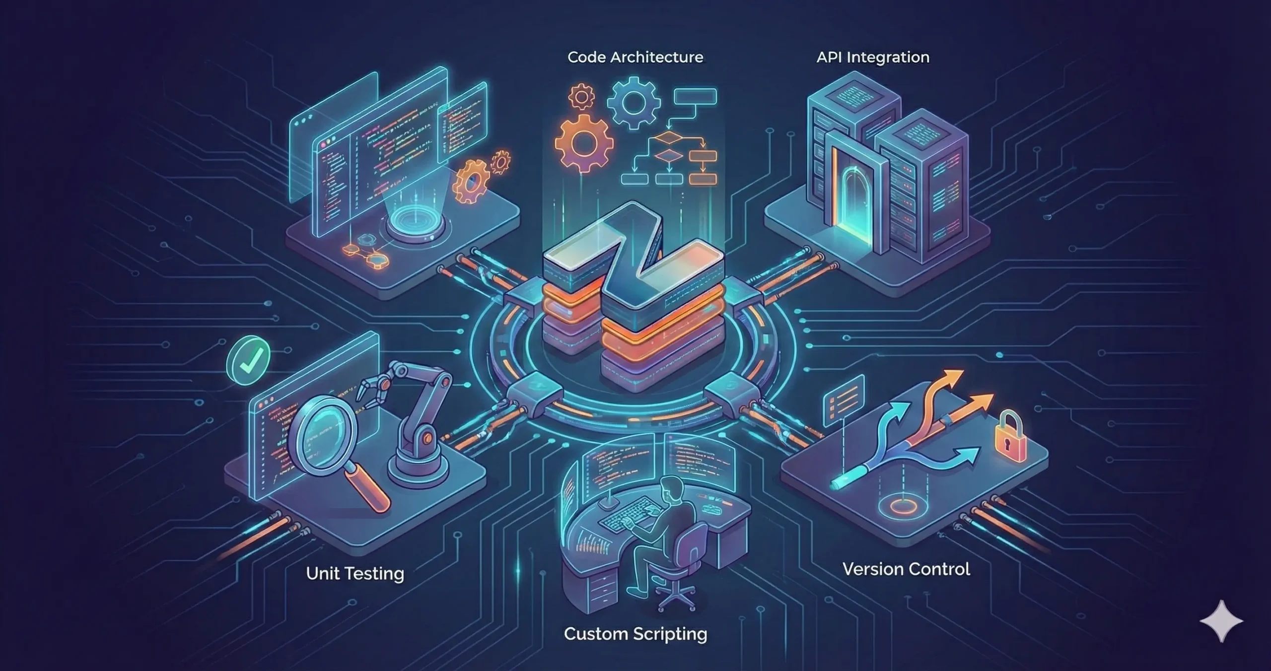 NetSuite development Services architecture diagram showing code optimization and scripting tools